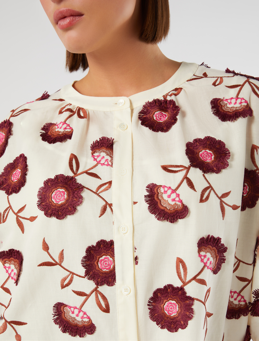 Embroidered muslin shirt - IVORY - Marina Rinaldi - 5