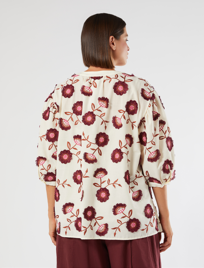 Embroidered muslin shirt - IVORY - Marina Rinaldi - 4