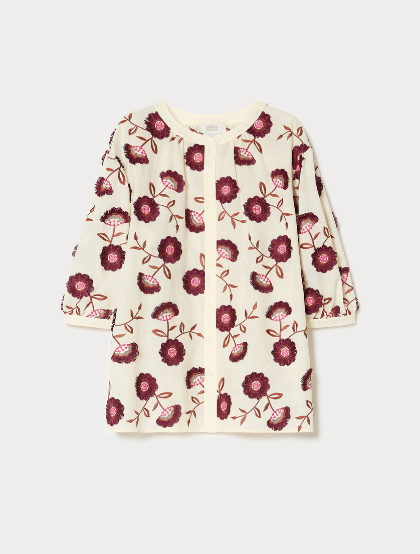 Embroidered muslin shirt - IVORY - Marina Rinaldi