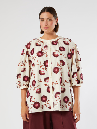 Embroidered muslin shirt - IVORY