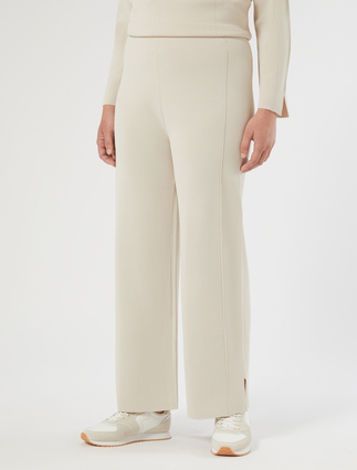 Viscose knit trousers - ECRU