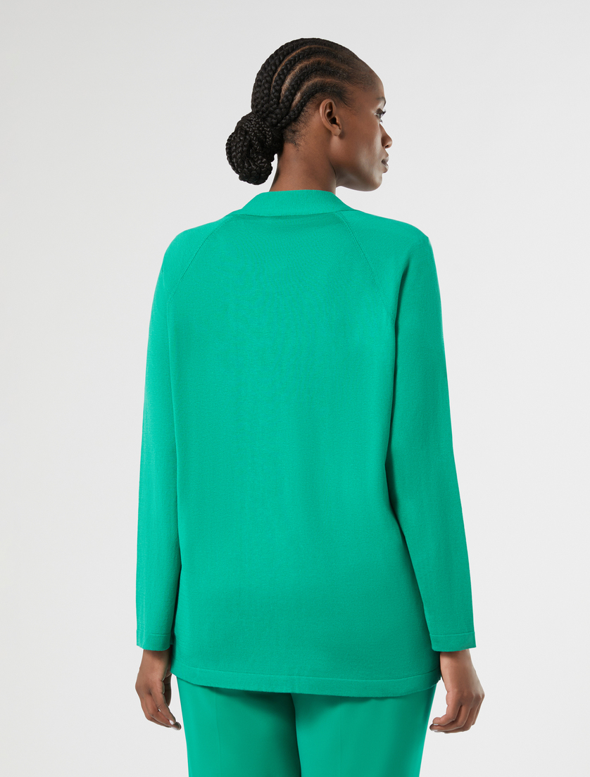 Cardigan in seta e cotone - VERDE SMERALDO - Marina Rinaldi - 4