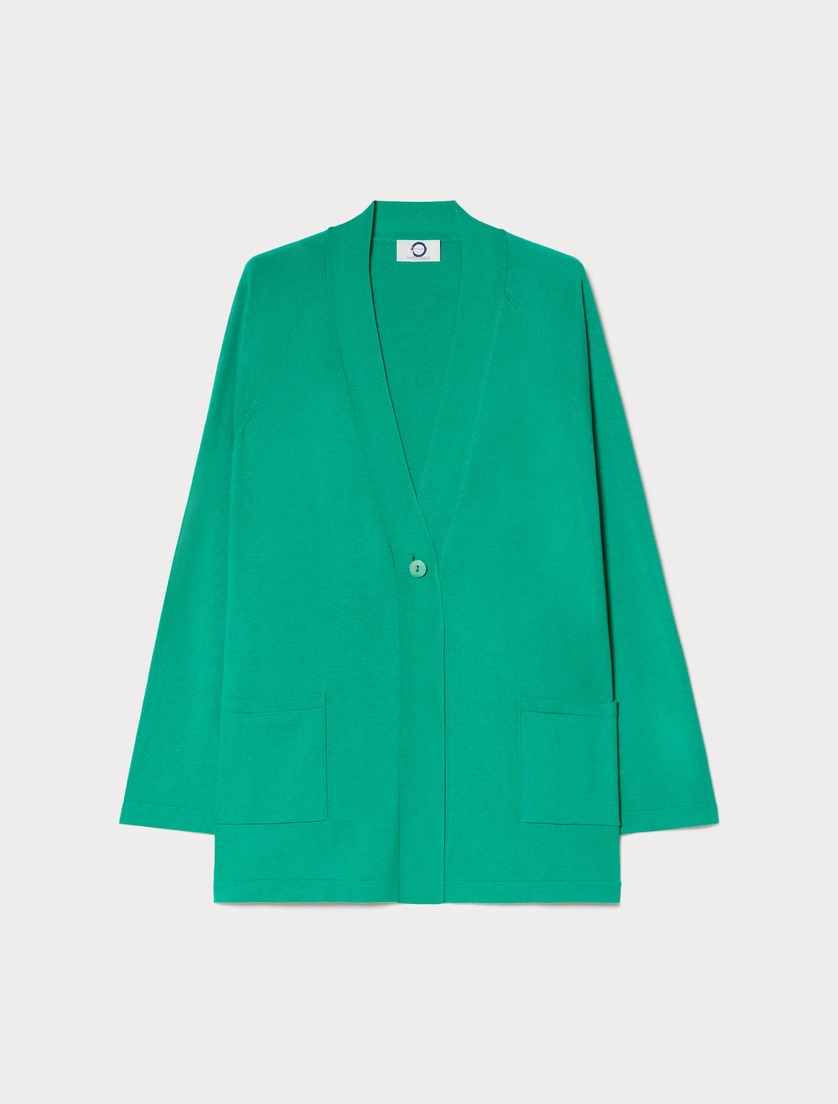 Cardigan in seta e cotone - VERDE SMERALDO - Marina Rinaldi