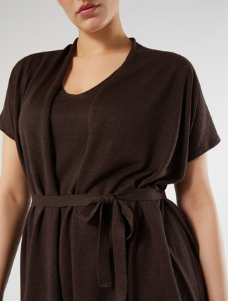 Linen knit cardigan - BROWN - Marina Rinaldi - 5