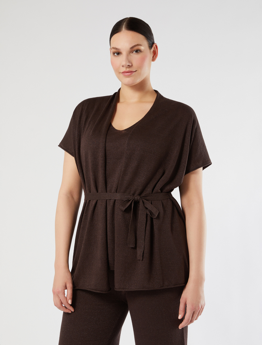 Cardigan in maglia di lino - MARRONE - Marina Rinaldi - 3