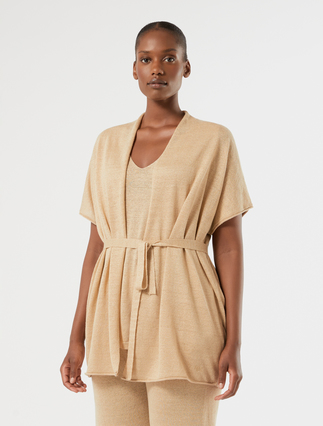 Cardigan und Pullover aus Leinen - KAMEL