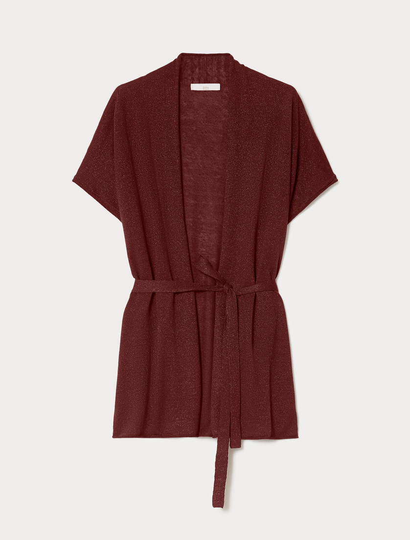 Linen knit cardigan - BORDEAUX - Marina Rinaldi