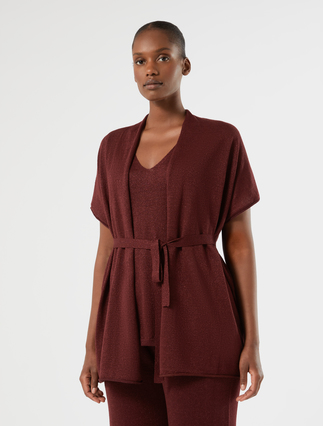 Linen knit cardigan - BORDEAUX