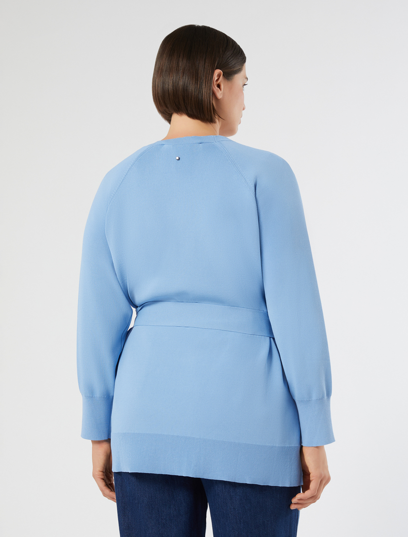 Viscose crepe cardigan - LIGHT BLUE - Marina Rinaldi - 4