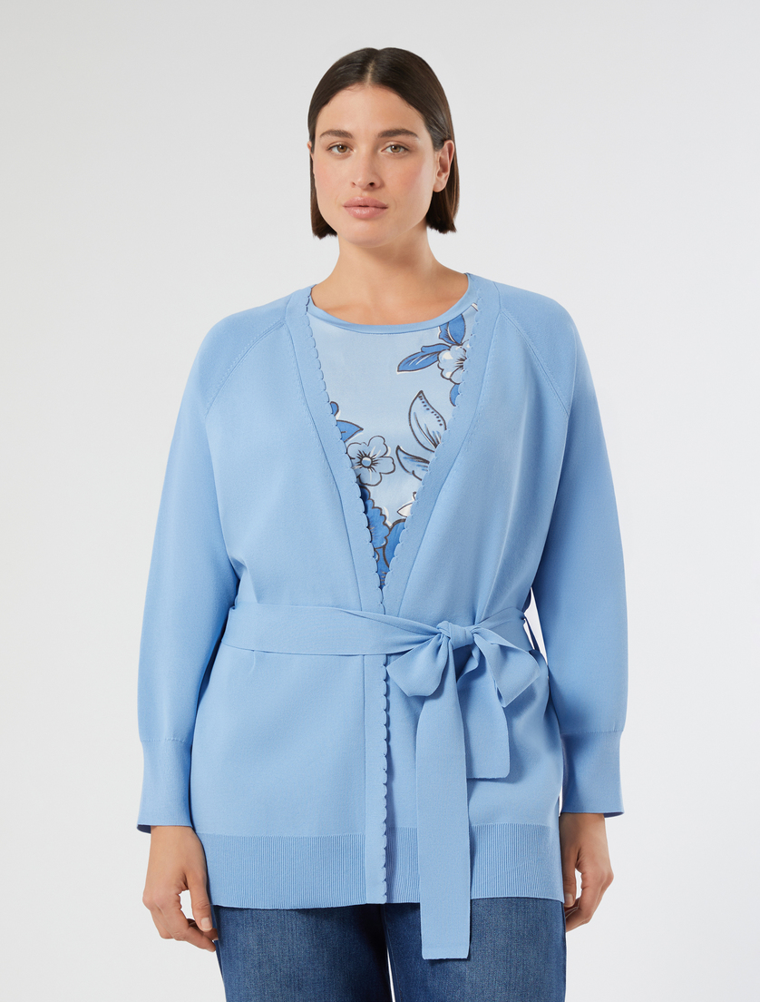 Viscose crepe cardigan - LIGHT BLUE - Marina Rinaldi - 3
