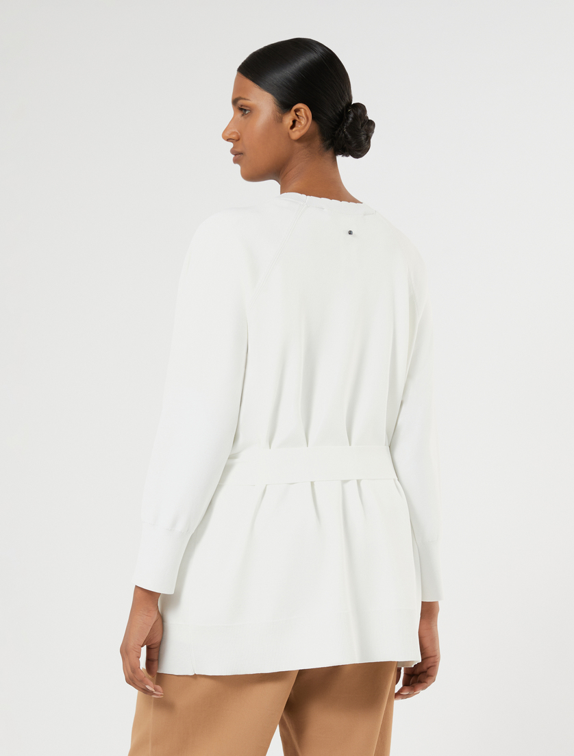 Viscose crepe cardigan - IVORY - Marina Rinaldi - 4