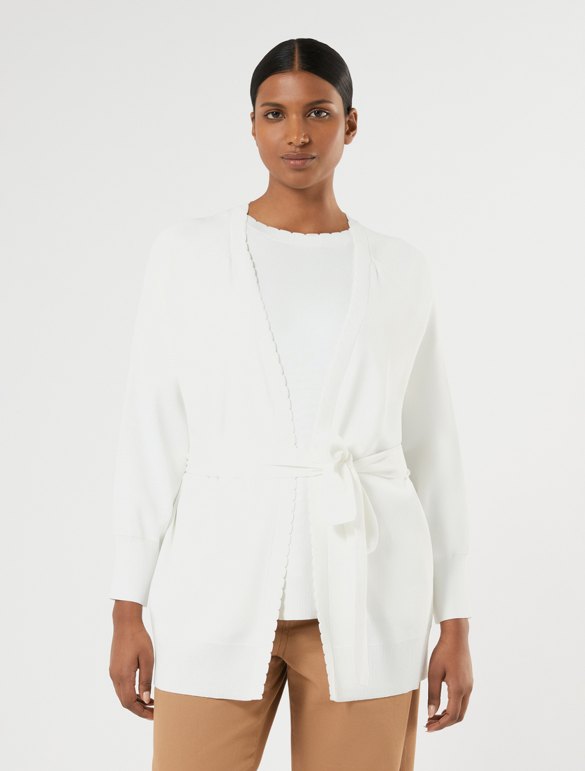 Viscose crepe cardigan - IVORY - Marina Rinaldi - 3