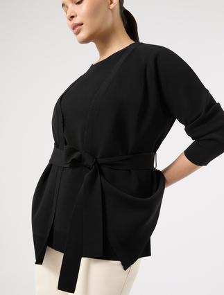 Viscose crepe cardigan - BLACK - Marina Rinaldi - 5