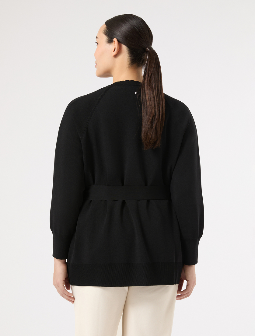 Viscose crepe cardigan - BLACK - Marina Rinaldi - 4