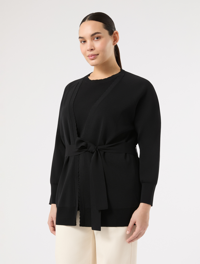 Viscose crepe cardigan - BLACK - Marina Rinaldi - 3
