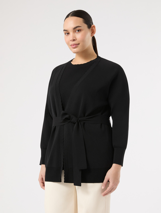 Viscose crepe cardigan - BLACK