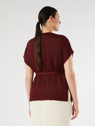 Linen cordonnet cardigan - BORDEAUX - Marina Rinaldi - 4