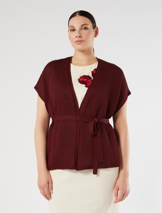 Linen cordonnet cardigan - BORDEAUX