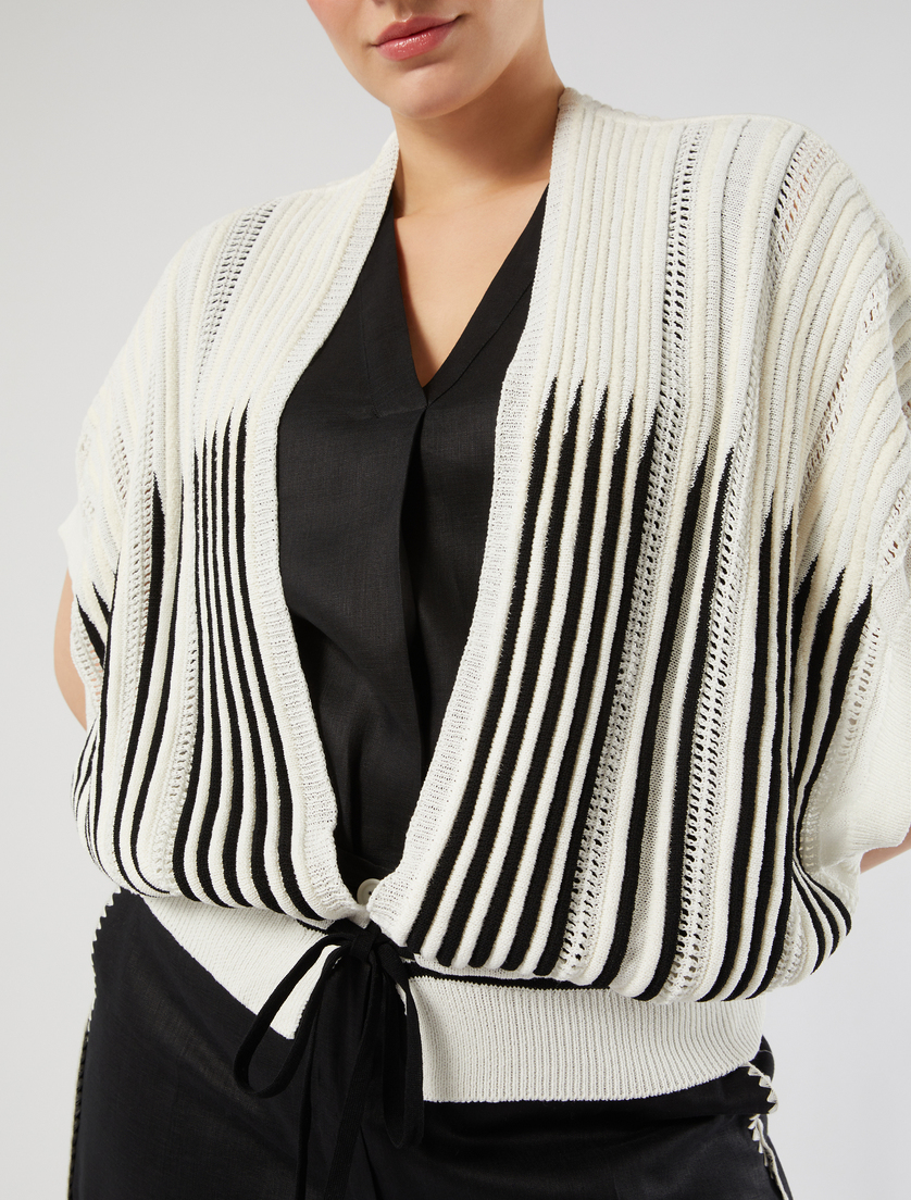 Cotton and linen cardigan - IVORY - Marina Rinaldi - 5