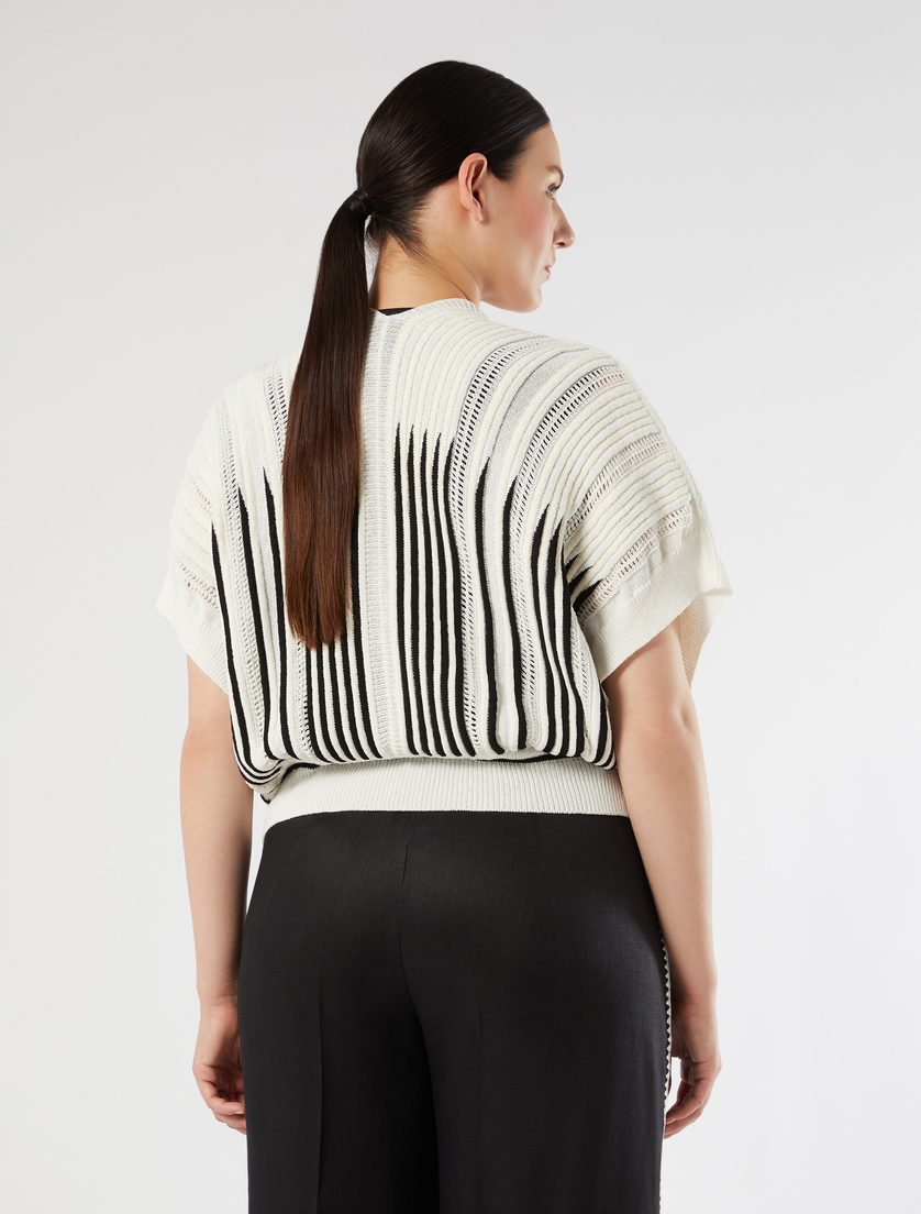 Cotton and linen cardigan - IVORY - Marina Rinaldi - 4