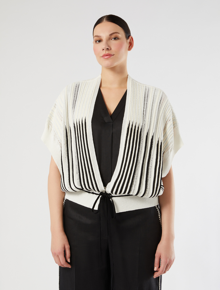 Cotton and linen cardigan - IVORY - Marina Rinaldi - 3