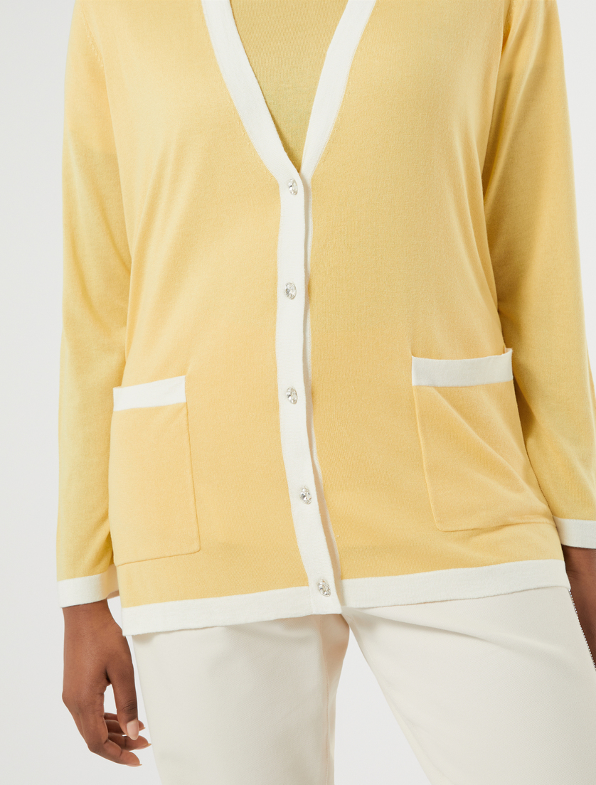 Silk and cashmere cardigan - YELLOW - Marina Rinaldi - 5
