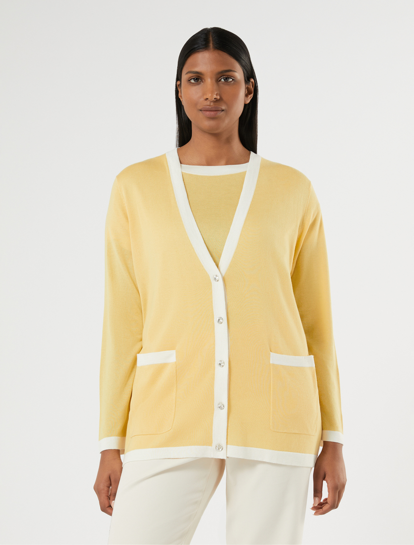 Silk and cashmere cardigan - YELLOW - Marina Rinaldi - 3