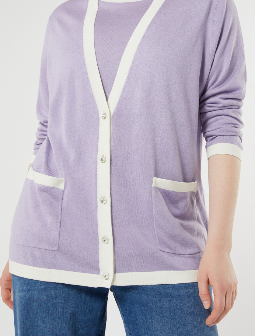 Silk and cashmere cardigan - LILAC - Marina Rinaldi - 5