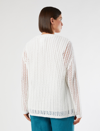 Cotton ribbon cardigan - OPTICAL WHITE - Marina Rinaldi - 4