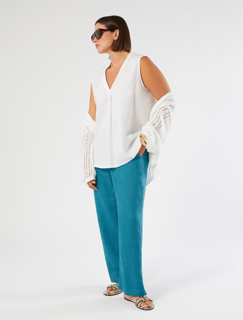 Cotton ribbon cardigan - OPTICAL WHITE - Marina Rinaldi - 2