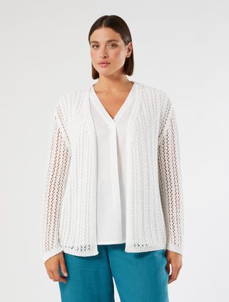 Cotton ribbon cardigan - OPTICAL WHITE