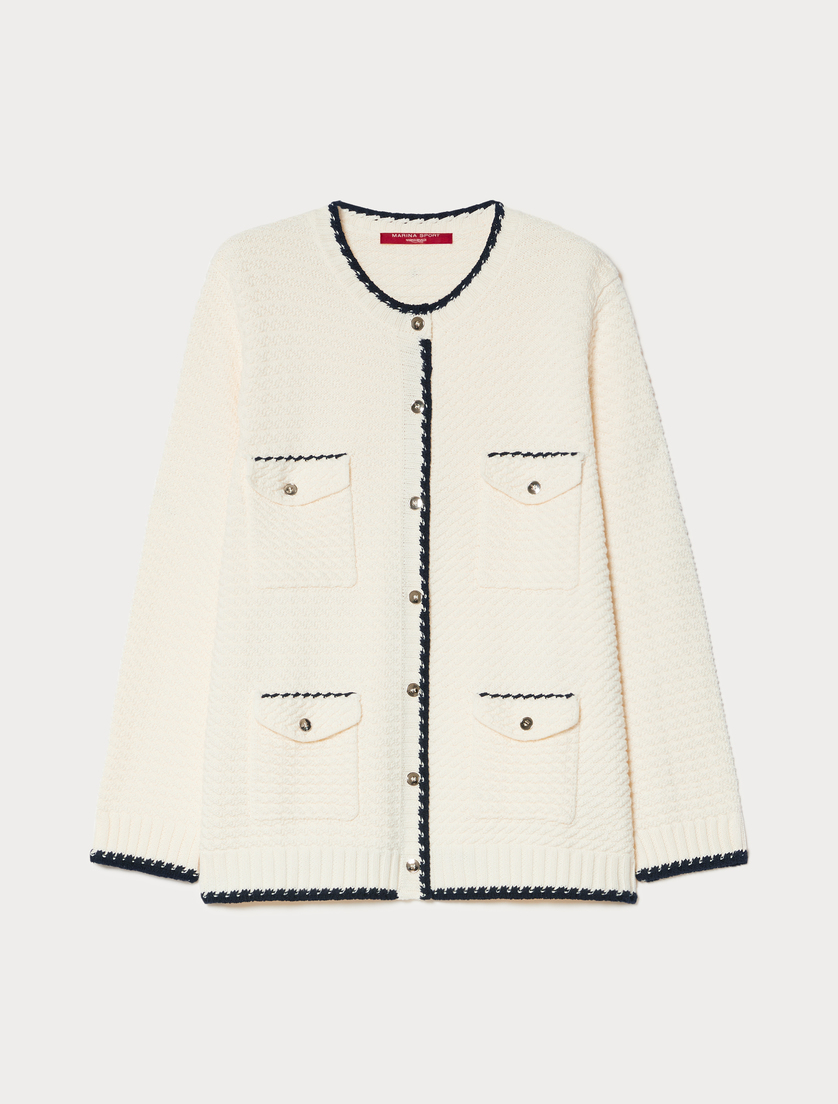 Cardigan aus Baumwolle - ELFENBEINFARBEN - Marina Rinaldi