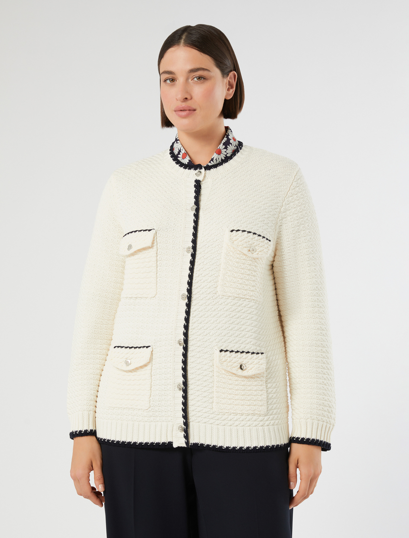 Cardigan aus Baumwolle - ELFENBEINFARBEN - Marina Rinaldi - 3