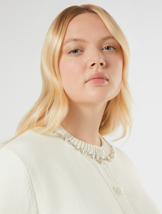 Embroidered cotton cardigan - IVORY - Marina Rinaldi - 5