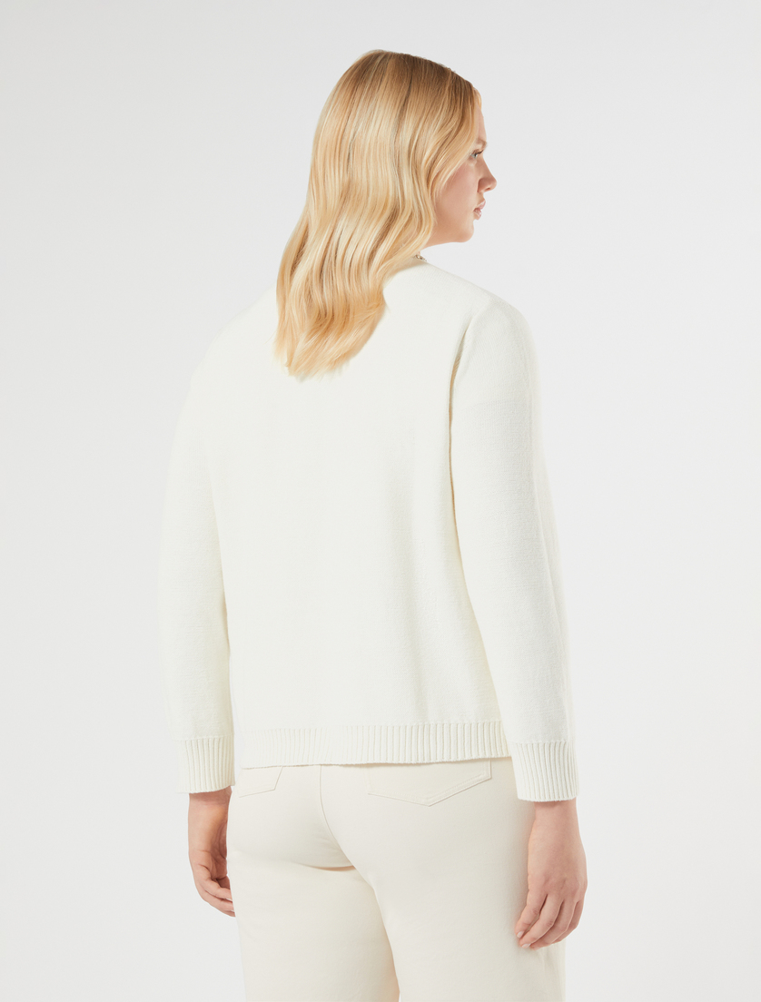 Cardigan in cotone con ricamo - AVORIO - Marina Rinaldi - 4