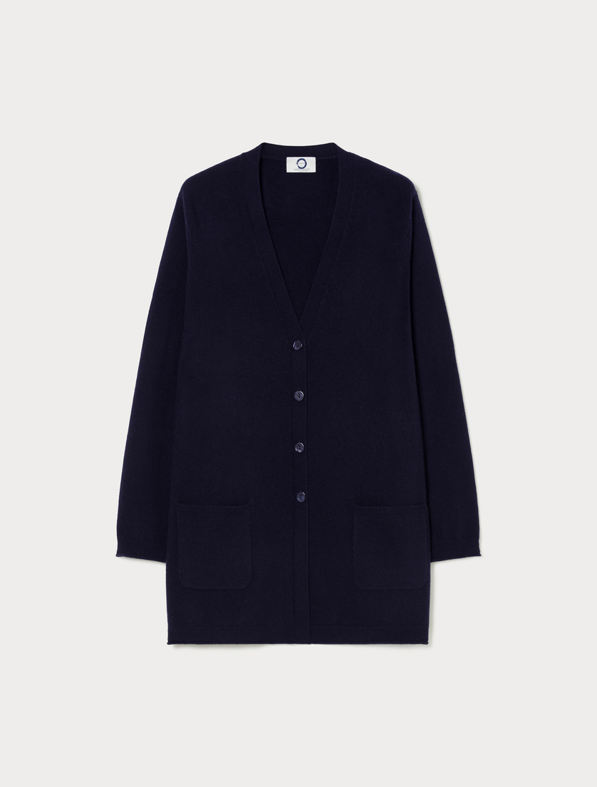Pure cashmere cardigan - MIDNIGHTBLUE - Marina Rinaldi