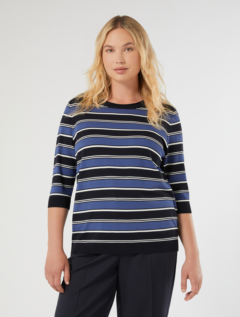 Striped viscose sweater - MIDNIGHTBLUE - Marina Rinaldi - 3