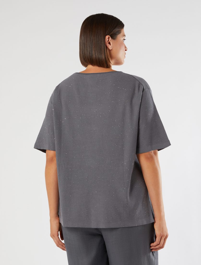 Sequinned cotton sweater - MEDIUM GREY - Marina Rinaldi - 4