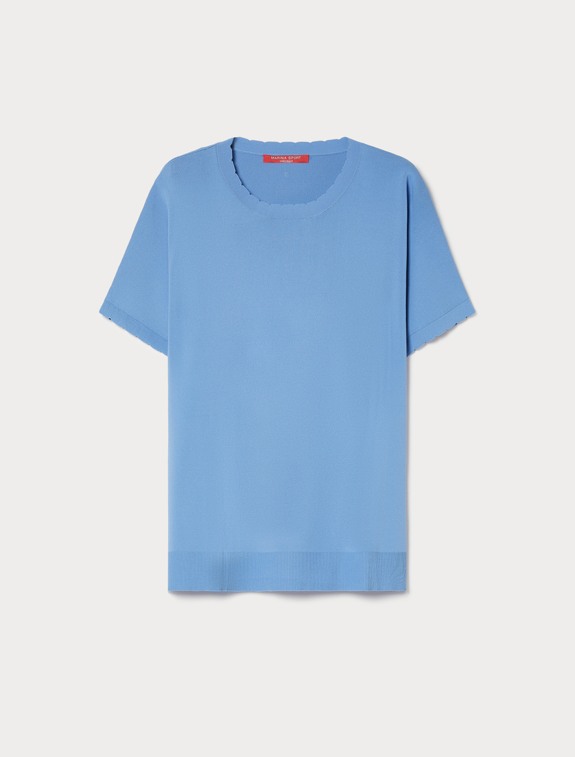 Viscose crepe sweater - LIGHT BLUE - Marina Rinaldi