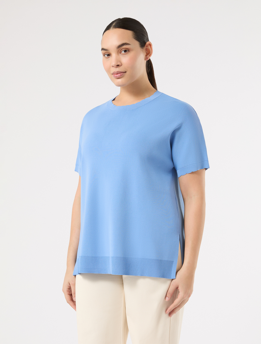 Viscose crepe sweater - LIGHT BLUE - Marina Rinaldi - 3