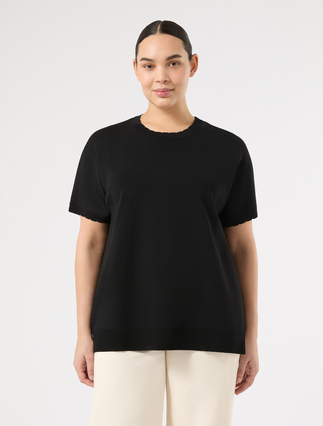 Viscose crepe sweater - BLACK