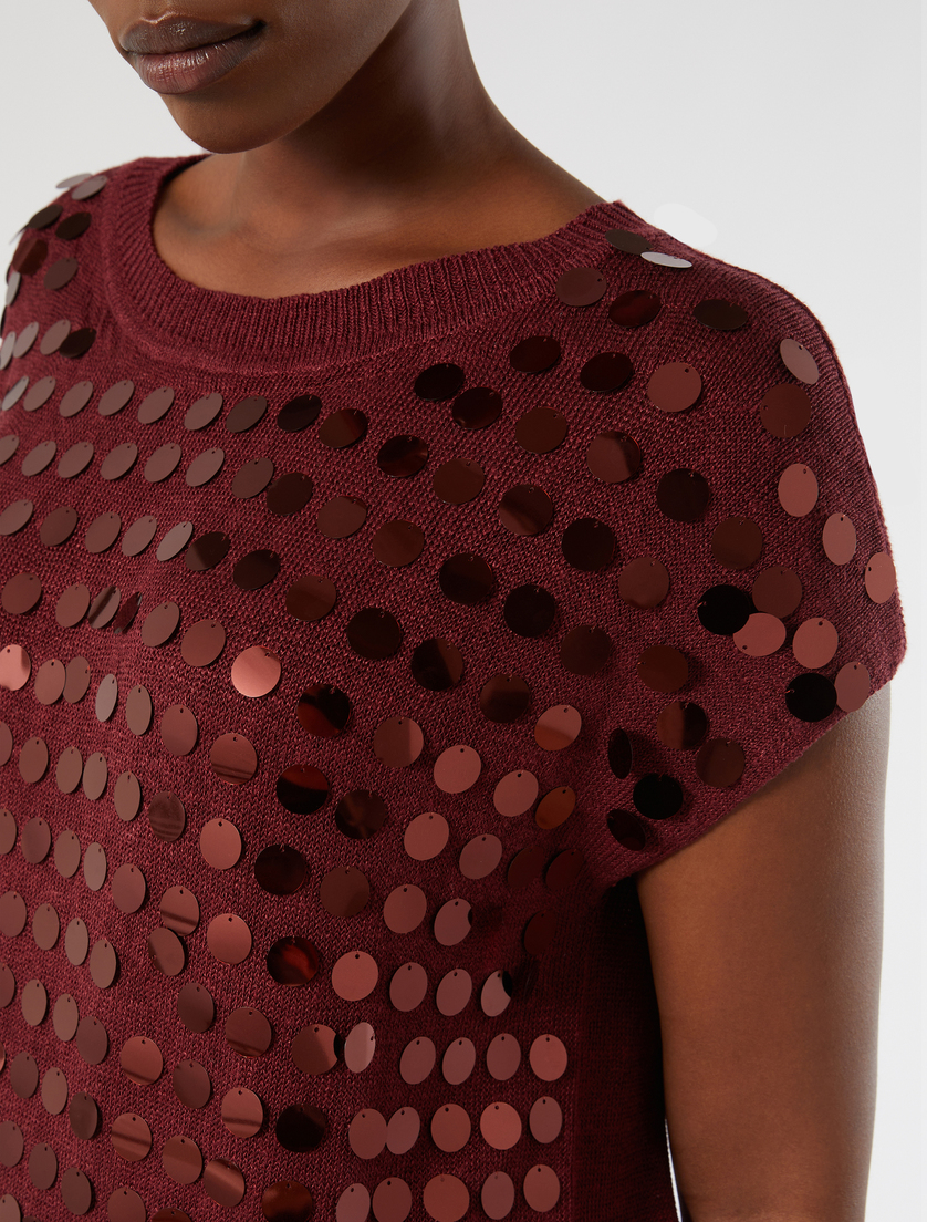 Linen and viscose yarn sweater - CHERRY - Marina Rinaldi - 5