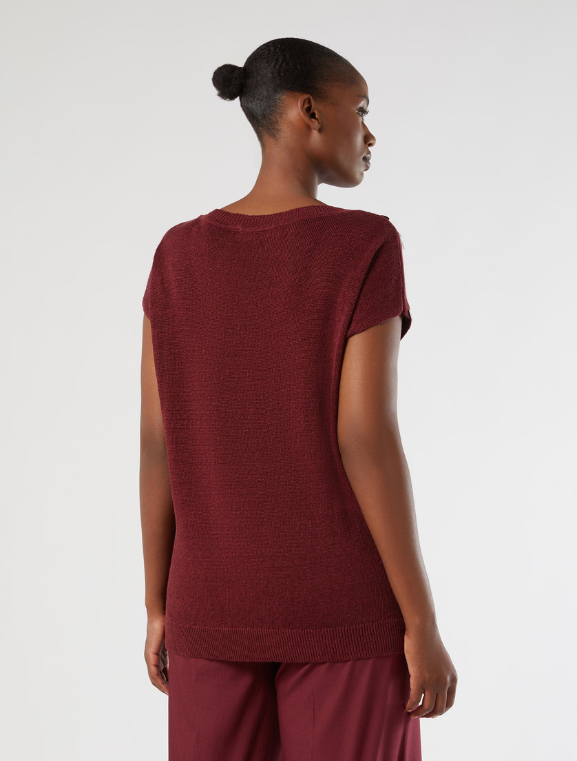 Linen and viscose yarn sweater - CHERRY - Marina Rinaldi - 4