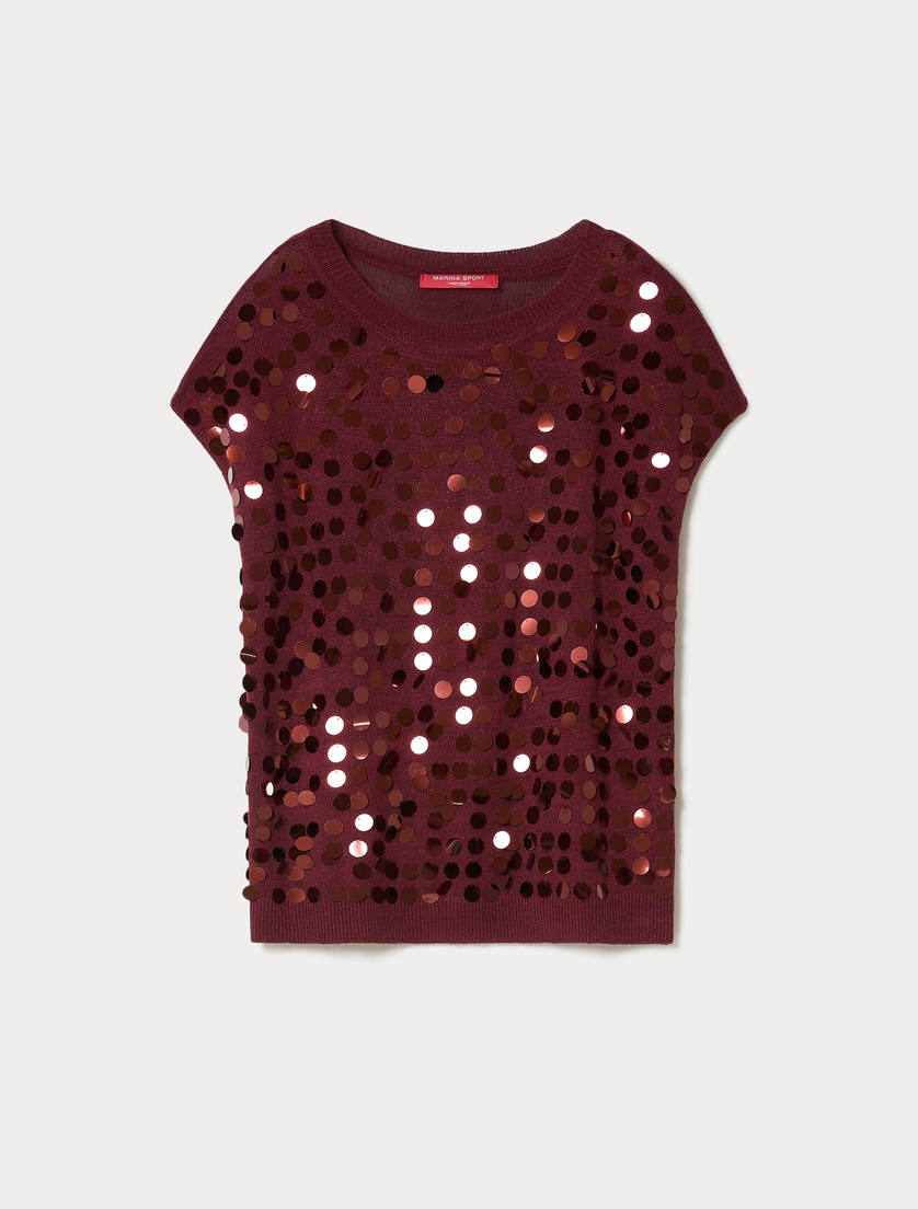 Linen and viscose yarn sweater - CHERRY - Marina Rinaldi