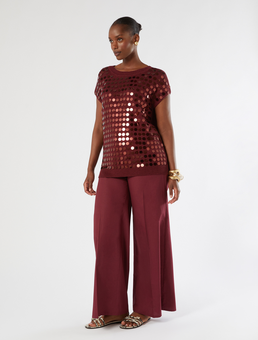 Linen and viscose yarn sweater - CHERRY - Marina Rinaldi - 2