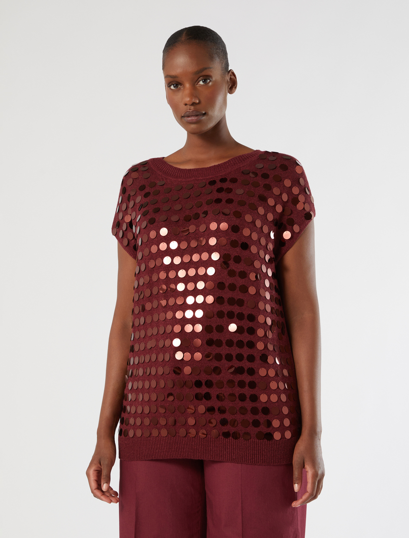 Linen and viscose yarn sweater - CHERRY - Marina Rinaldi - 3