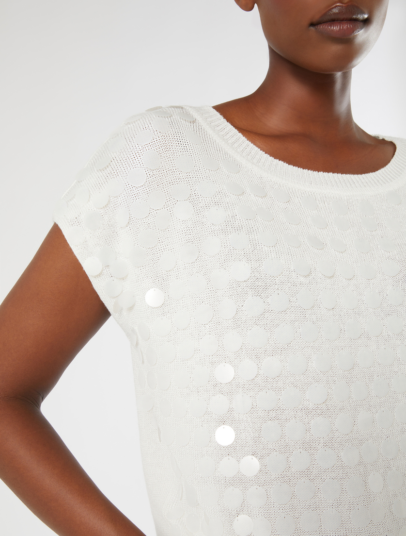 Linen and viscose yarn sweater - IVORY - Marina Rinaldi - 5