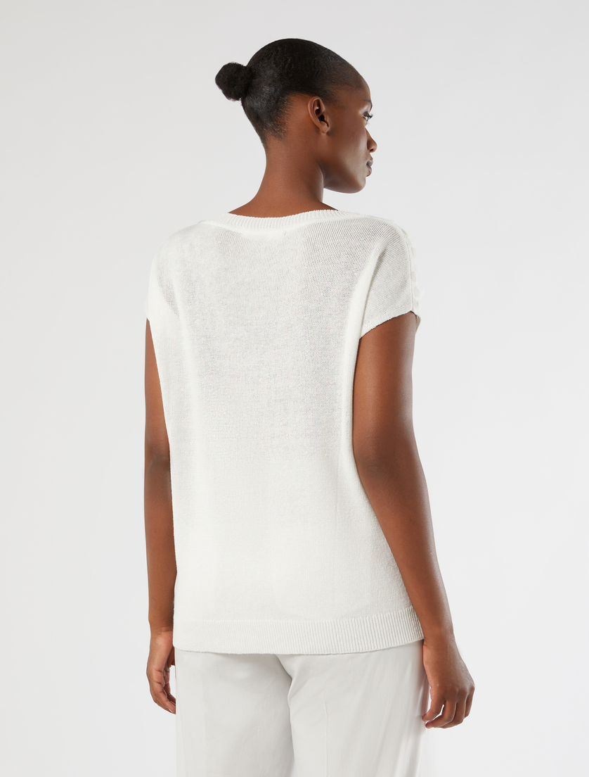 Linen and viscose yarn sweater - IVORY - Marina Rinaldi - 4