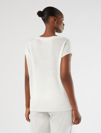 Linen and viscose yarn sweater - IVORY - Marina Rinaldi - 4