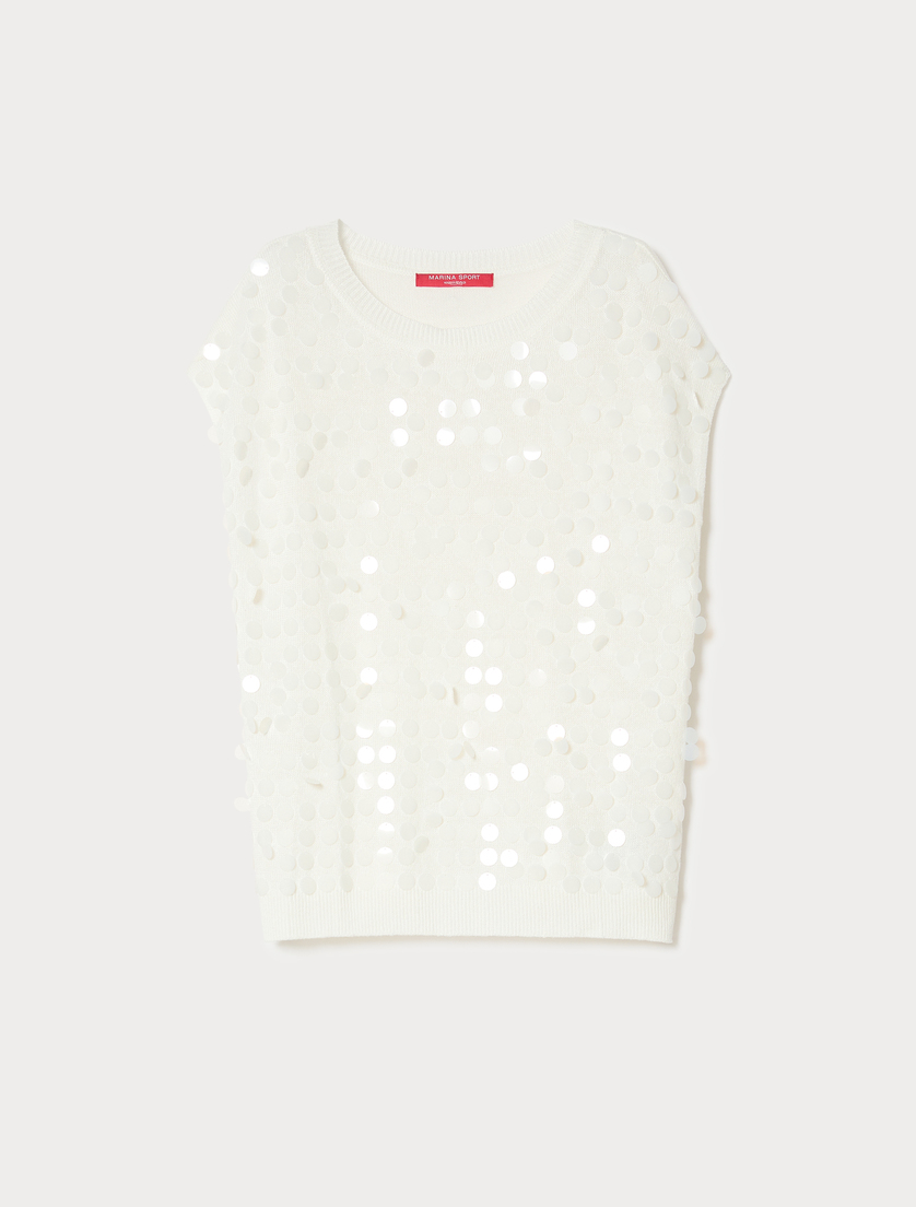 Linen and viscose yarn sweater - IVORY - Marina Rinaldi